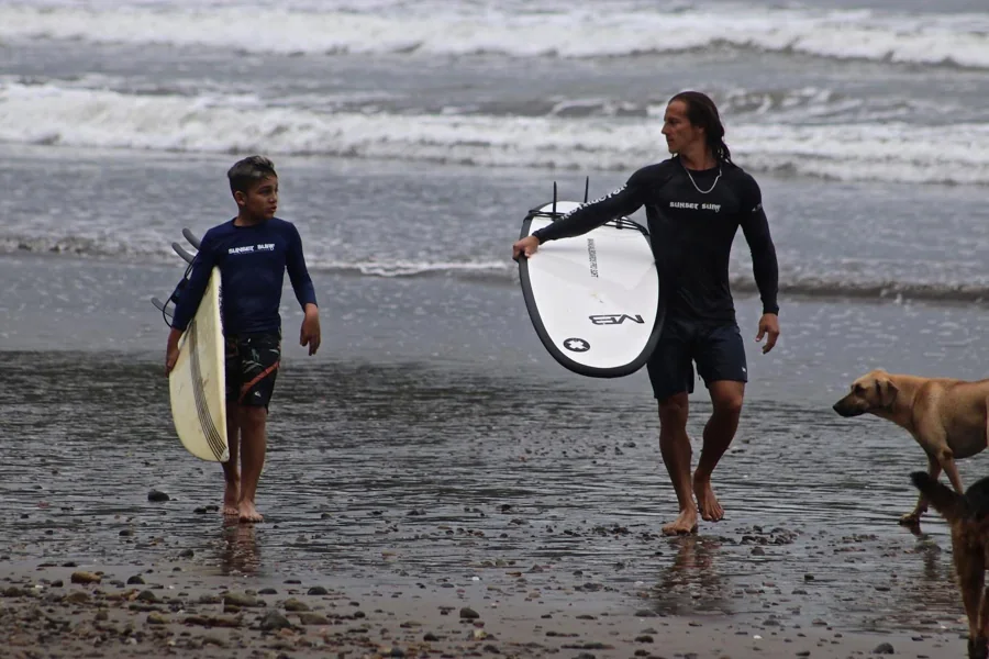 Returning from the water together