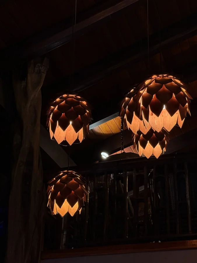 Carved lanterns lighting a local evening