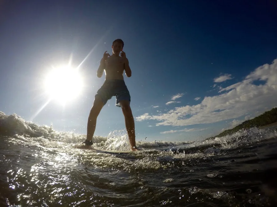 A surf moment from the water