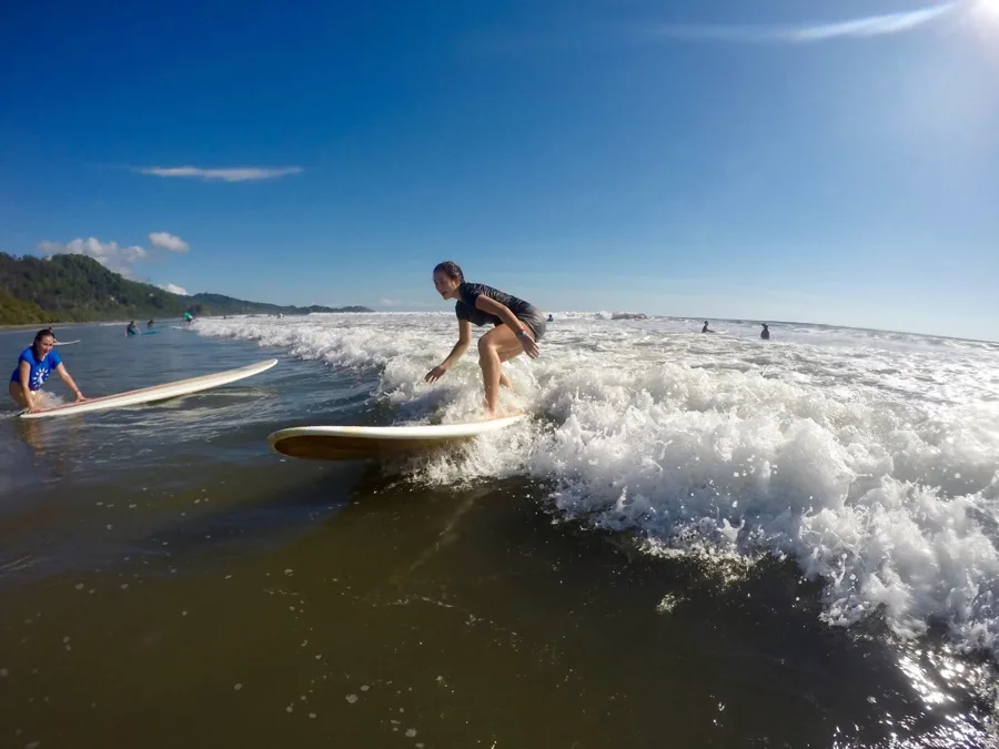Surfer riding a wave