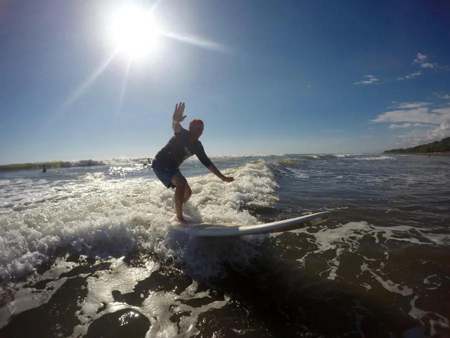 Surfer riding a wave