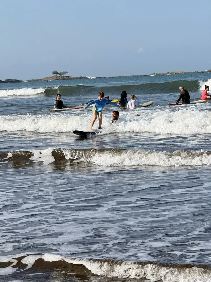 Surfer riding a wave