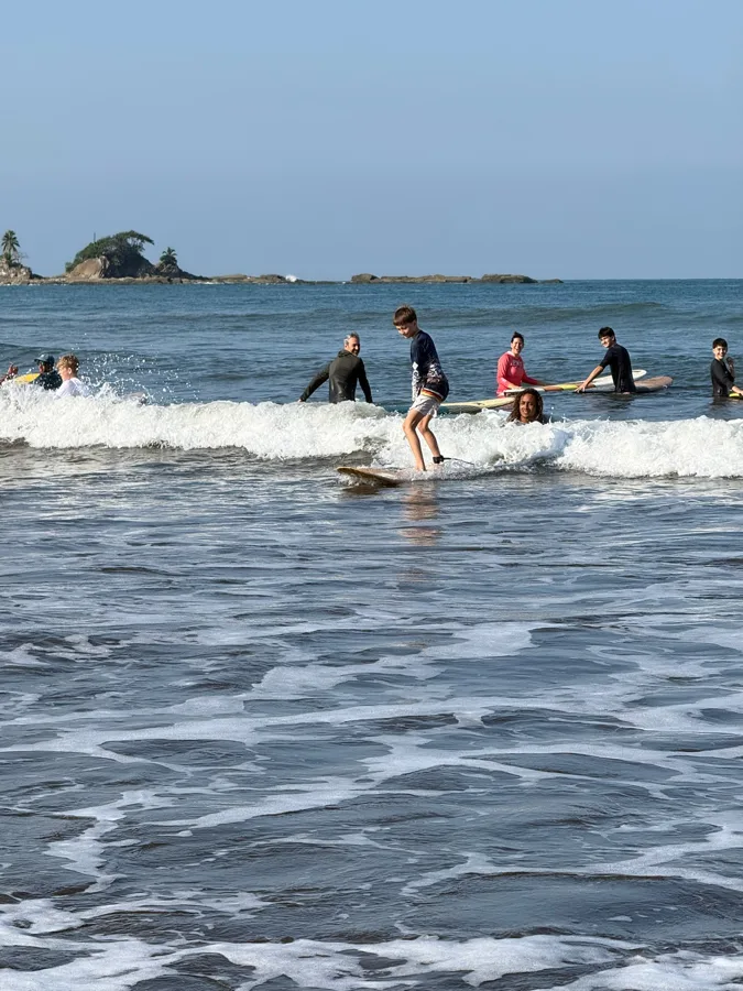 Surfer riding a wave