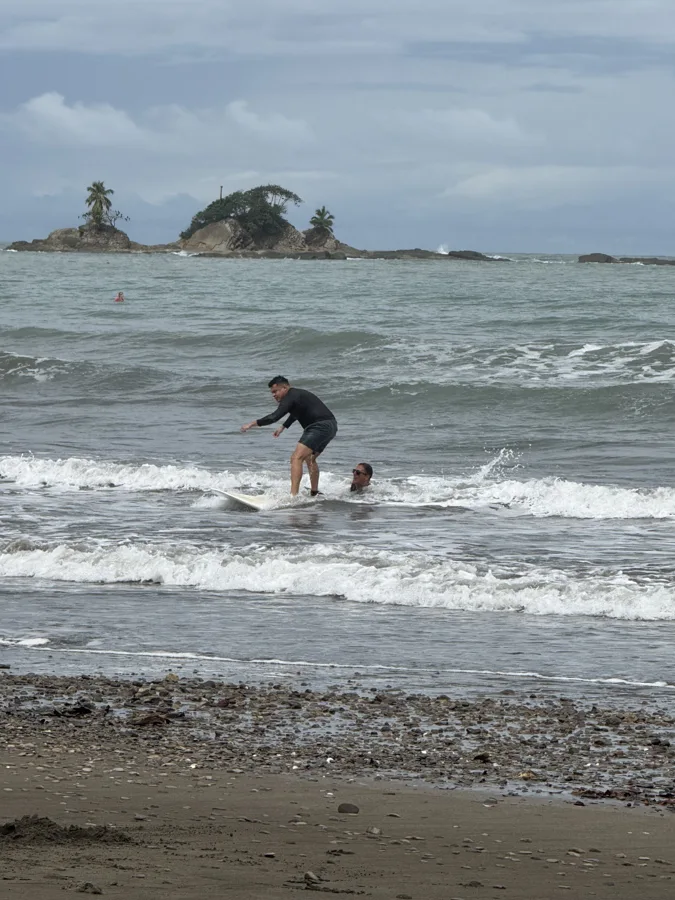Surfer riding a wave