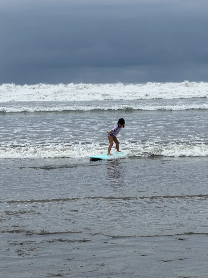 Surfer riding a wave