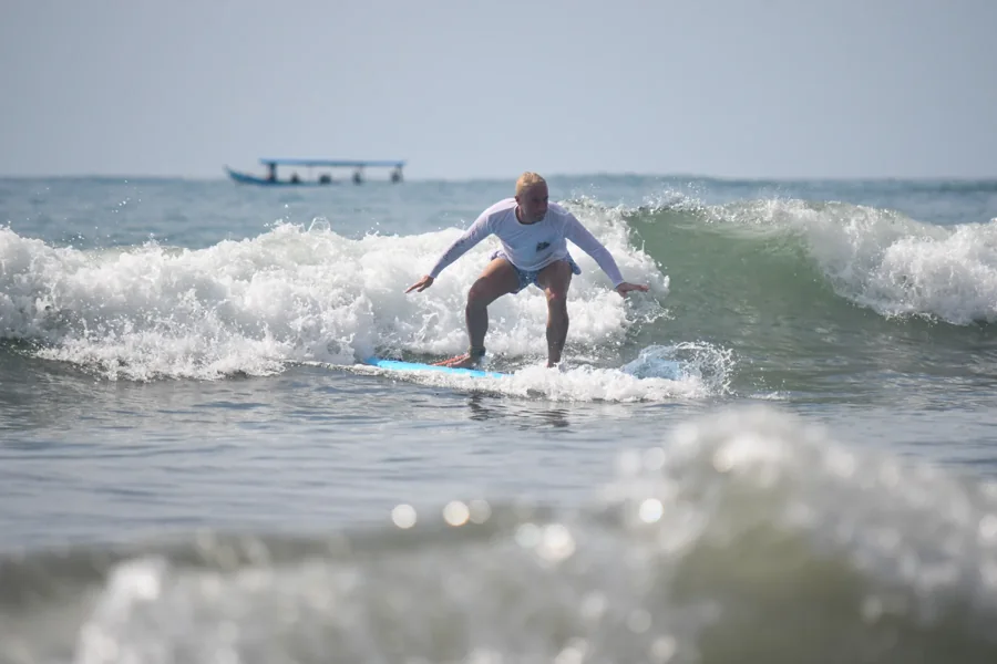 Surfer riding a wave