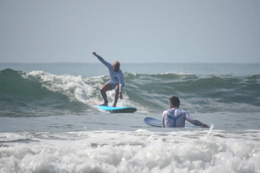 Surfer riding a wave
