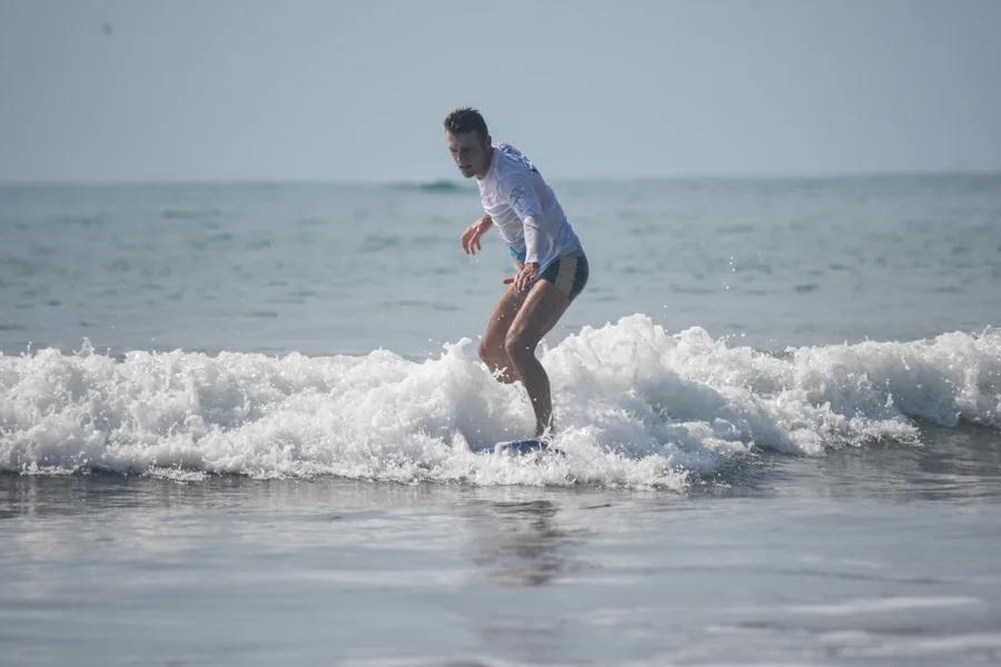 Surfer riding a wave