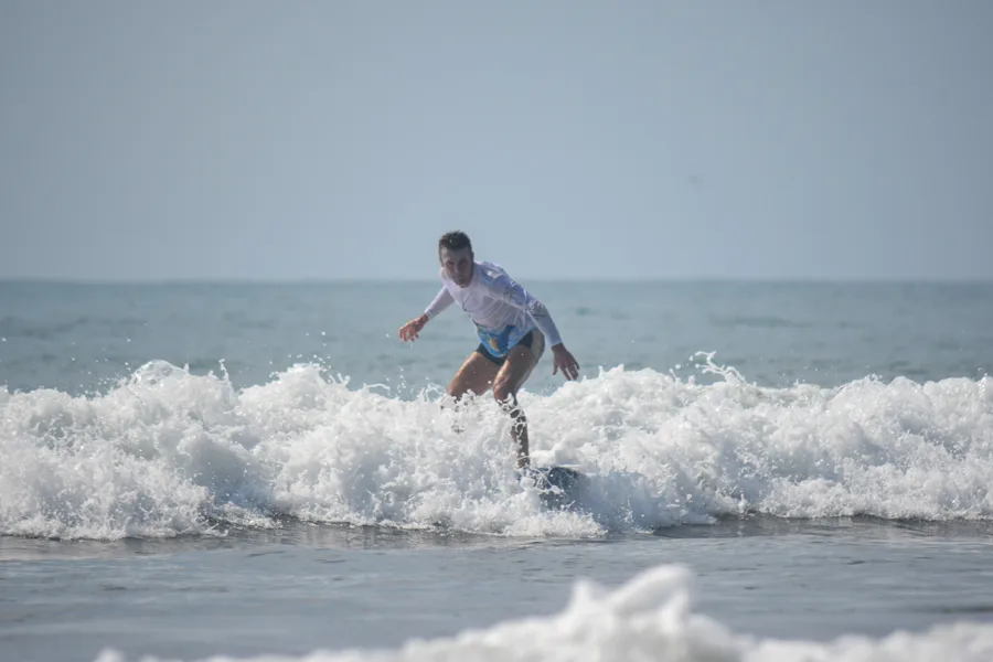 Surfer riding a wave
