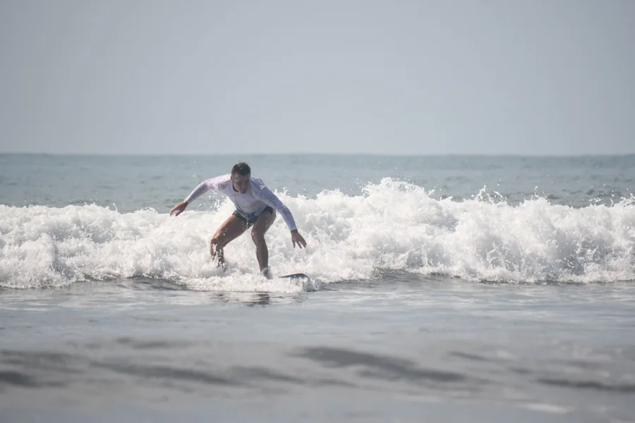 Surfer riding a wave