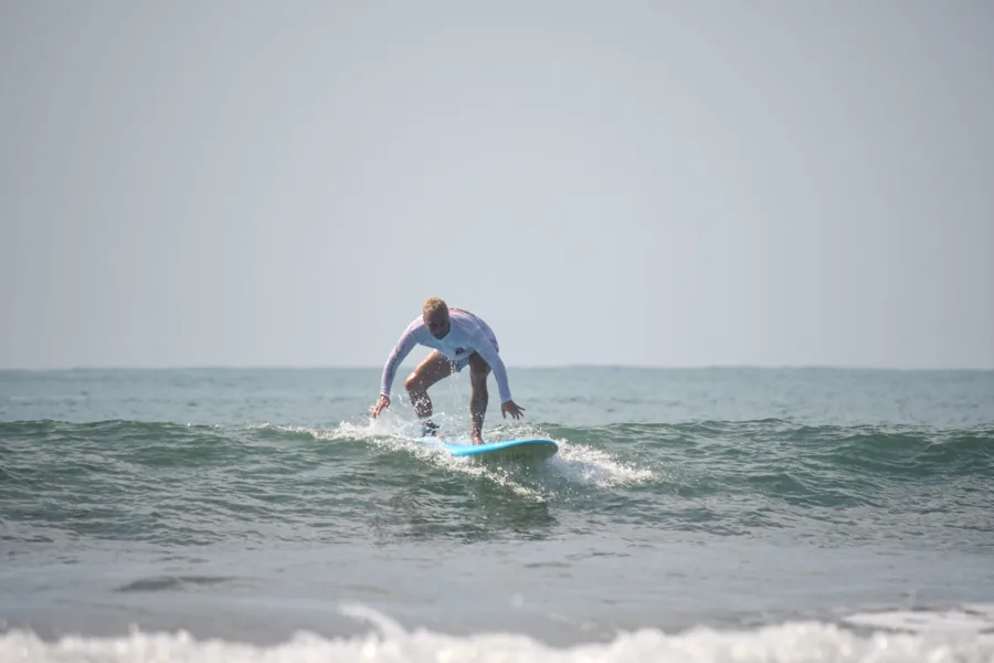Surfer riding a wave