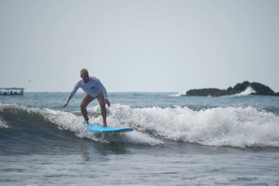 Surfer riding a wave