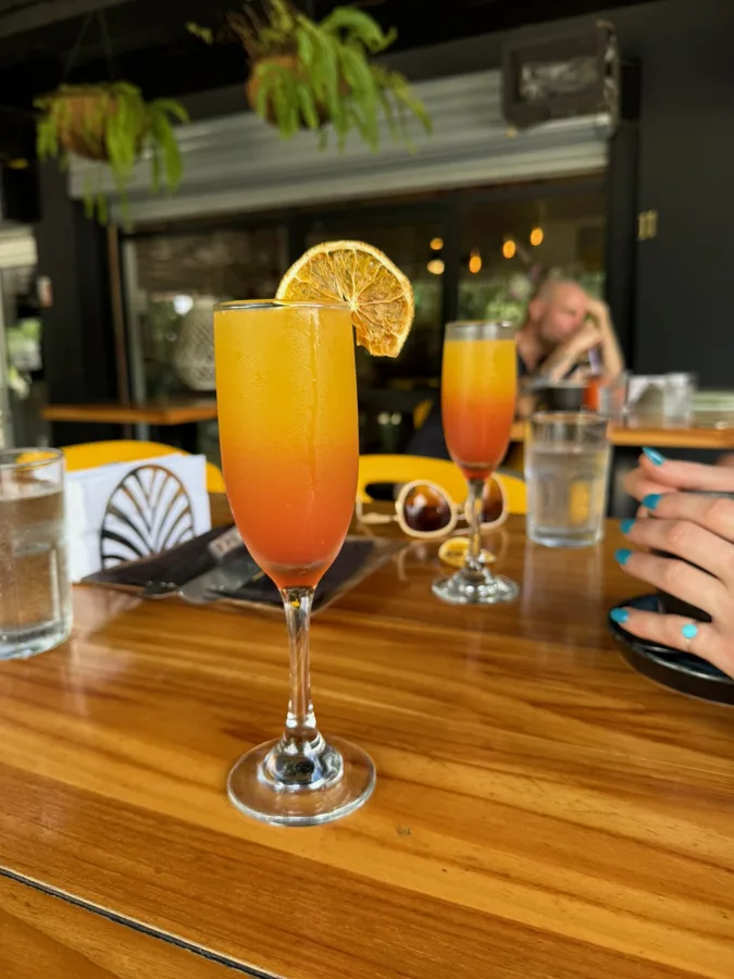 A morning mimosa at Sibu Cafe in Uvita