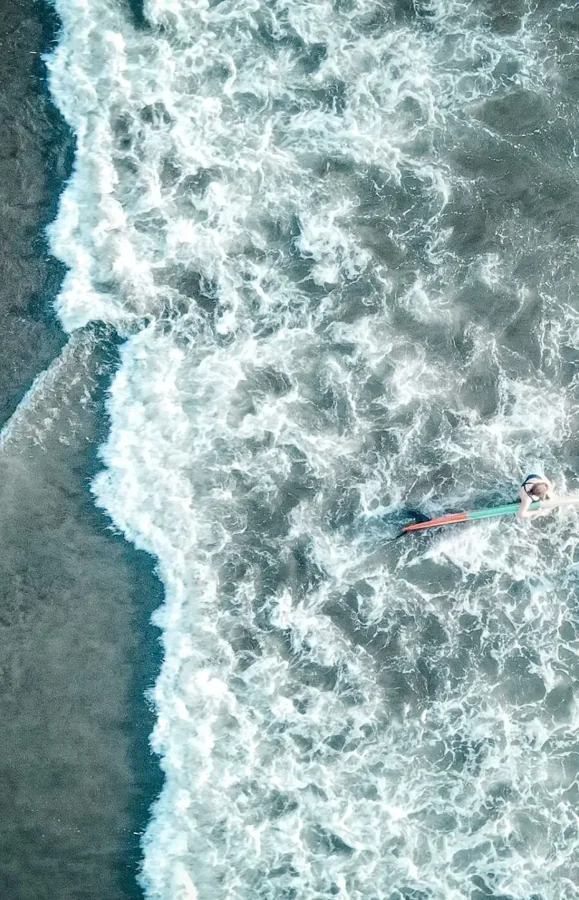 The patterns of waves along the shore