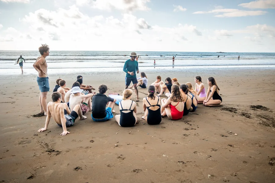 Getting ready together on the beach