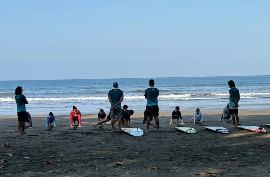 A group lesson at the water’s edge